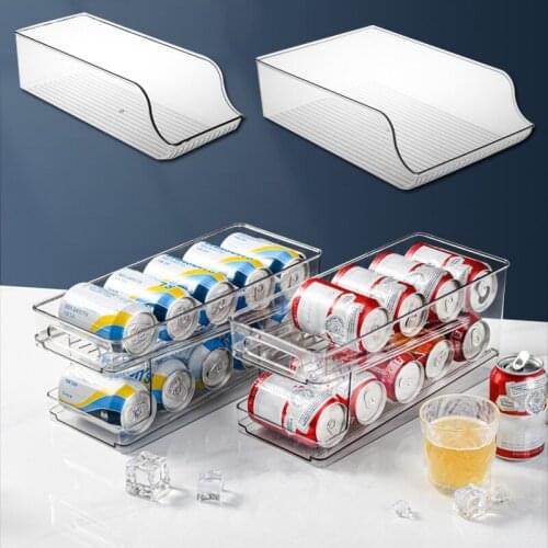 Refrigerator Organizer Bins Soda Can Dispenser Beverage Transparent Holder For Fridge Freezer Kitchen Storage Container Cabinets