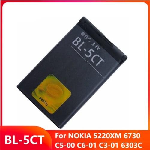 Original Replacement Phone Battery BL-5CT For NOKIA 5220XM 6730 C5-00 C6-01 C3-01 6303C BL-5CT Rechargable Batteries 1050mAh