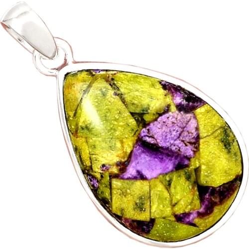 Genuine STICHTITE Pendant 925 Sterling Silver, 43 mm, AP6772