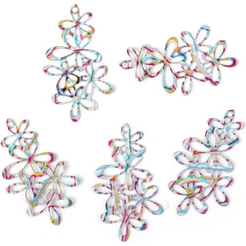 Iron Alloy Enamel Painting Flower Charms Pendants Green Multicolor Filigree Pendants For Woman DIY Earrings Gift Jewelry Finding