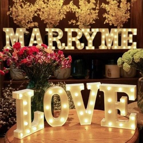 Romantic 3D 26 Alphabets 0-9 Numbers LED Marquee Sign Wall Hanging Night Light Home Christmas Wedding Party Decoration Light