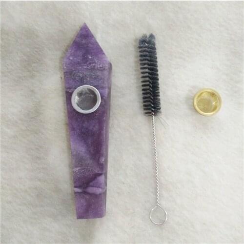 Drop shipping wholesale Natural Purple Fluorite Crystal Quartz Smoking Pipe Tobacco pipe