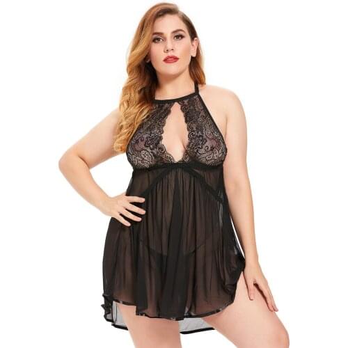 Plus Size Sexy Underwear Neck Skirt Pajamas Fat MM Lenceria Erotica Mujer Sexi Q426