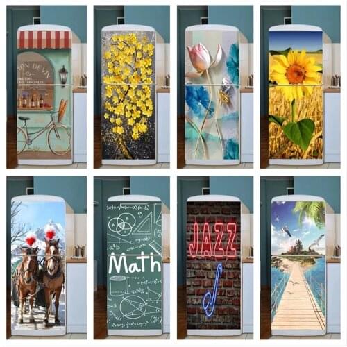 Self Adhesive Wallpapers Renovation DIY PVC Stickers On Door Waterproof Entrance Home Fridge Decoration Decal Print Art Picture