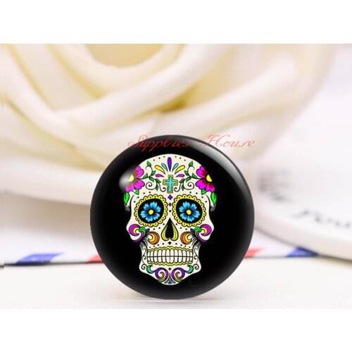 Handmade Round Skeleton Happy Halloween photo glass Cabochons, Jewelry Finding Cameo Pendant Settings, (F0558-17885)