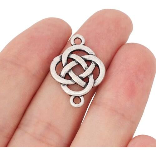 20 x Tibetan Silver Chinese Knot Connector Charms for DIY Bracelet Jewelry Making Accessories 28x18mm