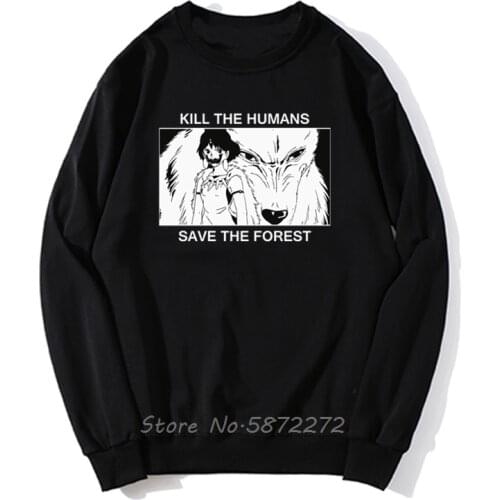 Monster Hunter Hoodie Kill The Humans Save The Forest Wolf Print Hoodies Steven Universe Funny Anime Men Sweatshirt Fleece