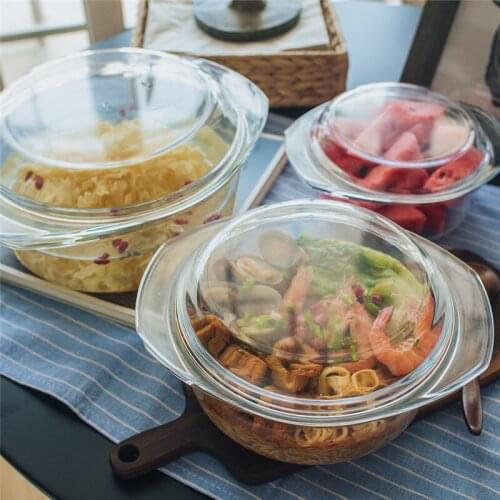 Toughened Glass Bowl Transparent Nordic Bowls Eco-friendly Pot Modernization Stockpot Christmas Bowls Fruit Container Crisper