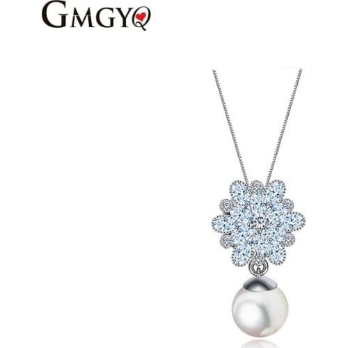 GMGYQ AAA Cubic Zirconia Pearl Necklaces For Women 2018 Fashion Jewelry Womens Accessories Gifts For Women Wholesale Jewelry