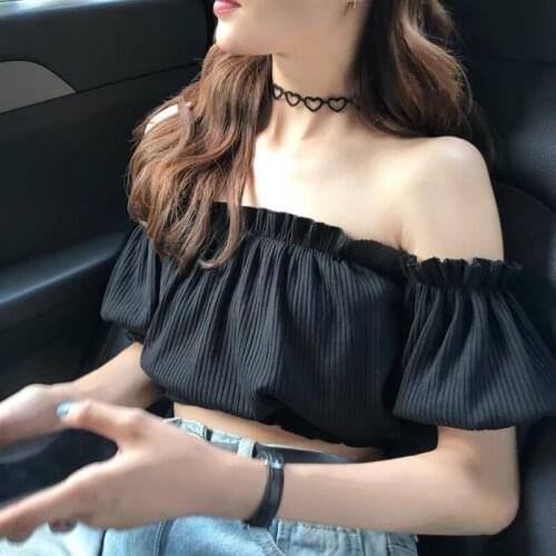 2021 new one shoulder short open navel sexy top open shoulder short sleeve shirt T-shirt womens summer