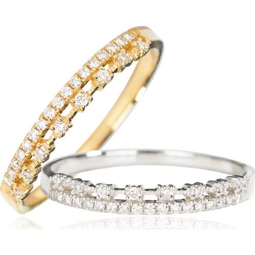 EDI Real 14k White Gold Yellow Gold Natural Diamond Wedding Ring Band For Women 585 Gold 0.17ct G/SI Diamond Star Ring