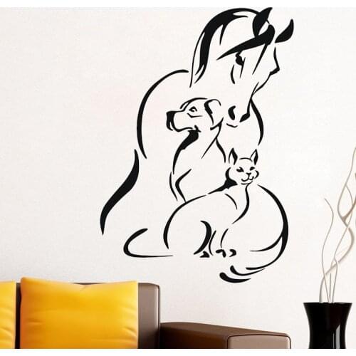 Animals Vinyl Wall Sticker Pet Horse Dog Cat Veterinary Animal Clinic Wall Decals Kids Bedroom Nursery Art Murals Decoration