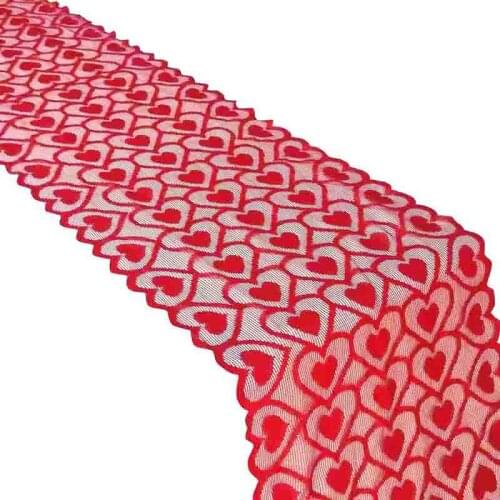 1pcs 13" x72" Red Pink Love Table Runners Polyester Party Decoration Valentines Day Wedding Modern Table Lace Fabric Tablecloth