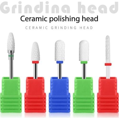 15 Types 3/32'' Ceramic Flame Electric Nail File Drill Bits Head Manicure Pedicure Tool Electric Nail Drill Accessories Nail Art