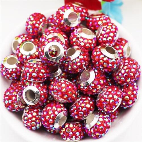 20Pcs New Luxury Crystal Rhinestone Big Hole European Spacer Beads Fit Pandora Bracelet for Jewelry Making Haid Bead Accessories