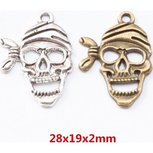 30 pieces of retro metal zinc alloy skull pendant for DIY handmade jewelry necklace making 7370