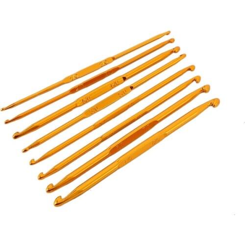 8Pcs Golden Double End Crochet Hook Bamboo Knitting Needle Set Home Weave Needle Crochet Hooks Sewing Craft Tool
