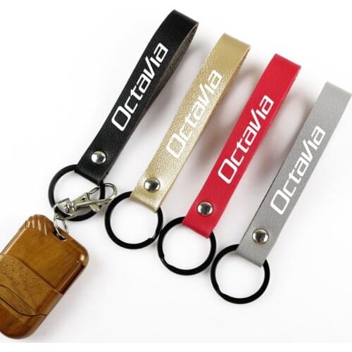 High quality Car Key ring Key Fobs Leather Rope Key Chain for skoda octavia fabia rapid yeti Kodiaq car keychain Accessories