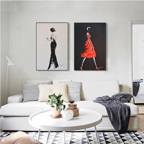 No frame red black urban womens fashion people canvas printings oil painting printed on cotton wall art decoration picture