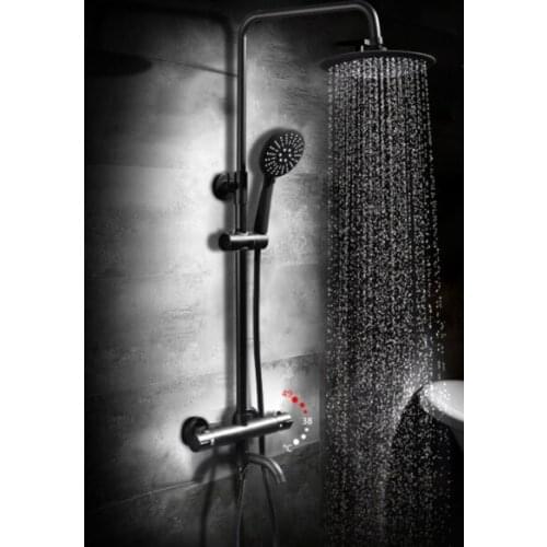 Black luxury thermostatic shower faucet set hot and cold shower faucet bathtub