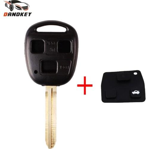 Dandkey Remote Car Key Shell Case 3 Buttons For Toyota Yaris Prado Tarago Camry Corolla Uncut TOY43 Blade + Rubber Button Pad