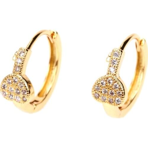 EYIKA Gold Color Heart Key Small Hoop Earrings for Women Girl Cubic Zircon Circle Earring Trendy Casual Jewelry Accessories Gift