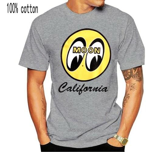 Men Mooneyes Moon Equipped California Script Logo T-Shirt White Cotton TM141WH Environmental printed