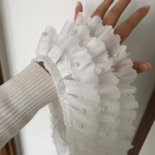 K1ME 1 Yard Wide Three Layers 3DLace Trim Chiffon Pleated Embroidered Ribbon Skirt Sofa Curtains Garment Patchwork Decoration