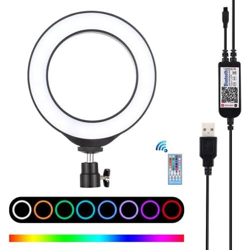 Selfie Ring Light 6.2 inch RGB White Dimmable Ring Light Phone Photography Video LED Circle Lamp