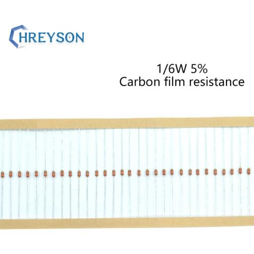 100Pcs 1/6W Carbon Film Set Of Resistor 0R-22M 5% Tolerance 750R 1K 2.2K 3K 4.7K 7.5K 10K 27K 51K 10 Ohm Electronics Resistance