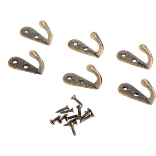 5Pcs Antique Bronze Hooks Zinc Alloy Vintage Wall Hook Hangers Hat Coat Clothes Towel Robe Hook Bath Door Hanger with Screws