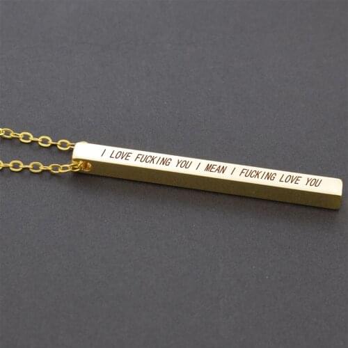 Strip Lettering Necklace Engraving Pendant I Love You I Mean I Love You Bar Necklace Choker Lover Gifts Jewelry