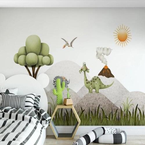 Milofi custom 3D wallpaper mural cartoon dinosaur illustration childrens room background wall living room bedroom decoration pa