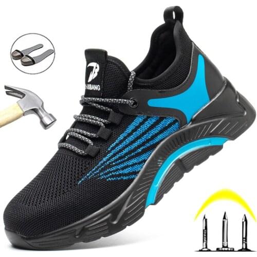 Fashion Work Safety Shoes Men Work Sneakers Indestructible Steel Toe Shoes Work Boots Breathable Security Protective Shoes Male