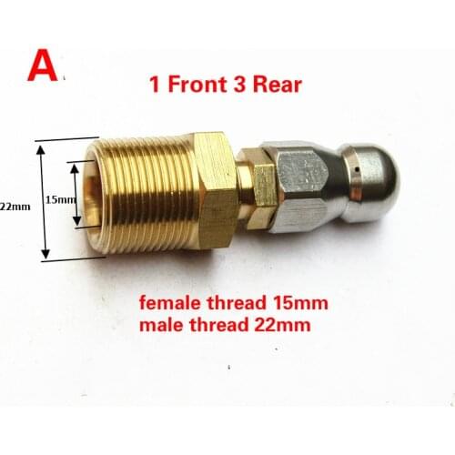 Municipal pipe sewer dredging nozzle High Pressure Drain Nozzle 1 Front 3/4 Rear For Pipe Dredge Cleaning Washer nozzle