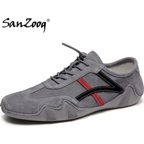 2020 Trend New Elastic Band Spring Autumn Casual Genuine Leather Men Shoes Sneakers Moccasin Moccasins Dropshipping