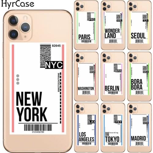 Flight Ticket Letter Soft Silicone Case For iPhone 5 5S SE 6 6S Plus 7 8 Plus X XS XR XS Max Phone Cover For iPhone 11 Pro Max