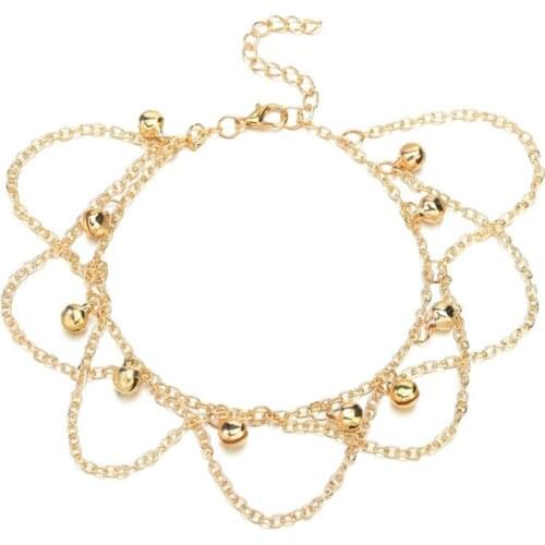 New Women Tassel Chain Bells Gold Metal Chain Anklets Leg Bracelet Foot Chain Jewelry Beach Anklet Accessories