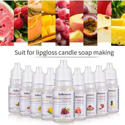 NEW 10ml Fruit Scent Flavoring Essence Oil Drops for Lip Gloss Base DIY Handmade Lipstick Cosmetic Vegan Food Grade Raw Material