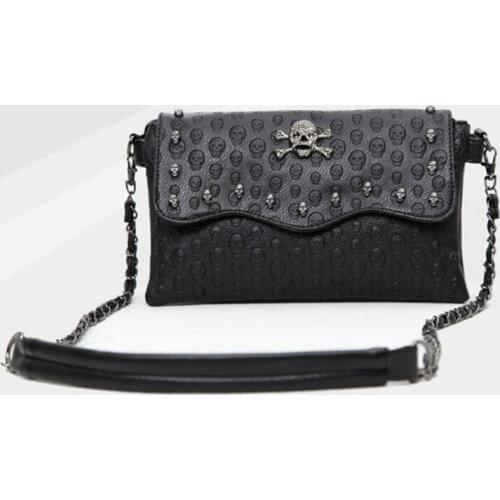 112217 newhotstacy lady skull print shoulder bag female rivet bag