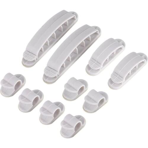 SHGO HOT-10 PCS Plastic Wire Fixing Clip Self-Adhesive Cable Winder Fixed Line Card Buckle Cable Network Cable Clamp Organizer