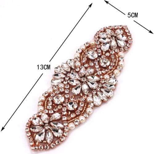 Handcrafted Sparkle Wedding Sash Belt Applique Hot Fix Beaded Crystal Rhinestone Applique Decorations for Bridal Dresses Prom