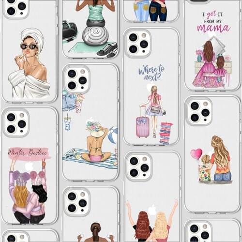 Luxury Cute Painting Girl Case for Iphone 12 Case for IPhone 12 11 Pro XR 7 X XS Max Mini 8 6 6S Plus 5 SE 2020 Silicone Funda