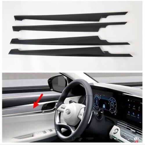 Carbon Fiber Style ABS Car Inner Side Door Handle Bowl Stripe Cover Trim Sticker Fit For Hyundai Azera Grandeur 2020
