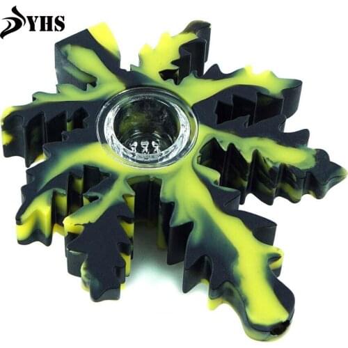 1 pcs Leaf Smoking Pipe Hand Pipe Smoking Pipes Silicone with Glass Bowl Pipe Unbreakable Tobacco Hand Pipes