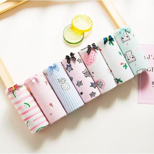 7 Pcs/lot panties for teenage girl Underwear Cotton briefs female cute underpants cartoon knickers low waiste intimates CURRADA