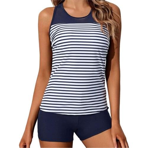 2021 Two Piece Swimwear Women Plus Size Tankini Swimsuits With Shorts Tankinis Set Swim Wear Bathing Suit Beachwear Biquini