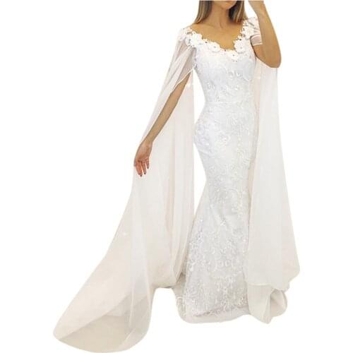 Summer New Ladies Dress Casual Solid Color Shawl Sleeves Deep V-Neck Lace Dress Stitching Party Ball Sexy Dress Dress Z1119