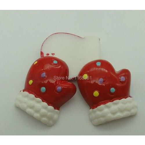 1pcs/lot resin flatback colorful glove 26mm Cabochons Scrapbooking Hair Bow Center DIY Christmas decration C106-3