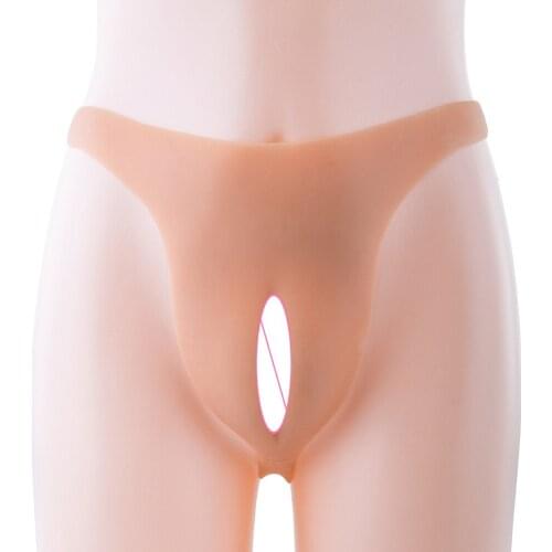 1pcs Transvestite Fake Vagina Thong Lifelike Hidden JJ Sexy Vaginal Underwear Out Wearing Silicone Simulation Fake Vagina Panty